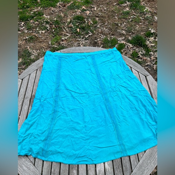 Added Dimensions Catherines Skirt Women Size 3X Rayon Blue Fairy Embroidered - Picture 3 of 8